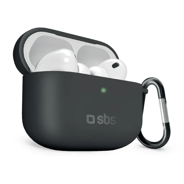 SBS Silikon Hülle AirPods Pro 3 mit Karabiner schwarz