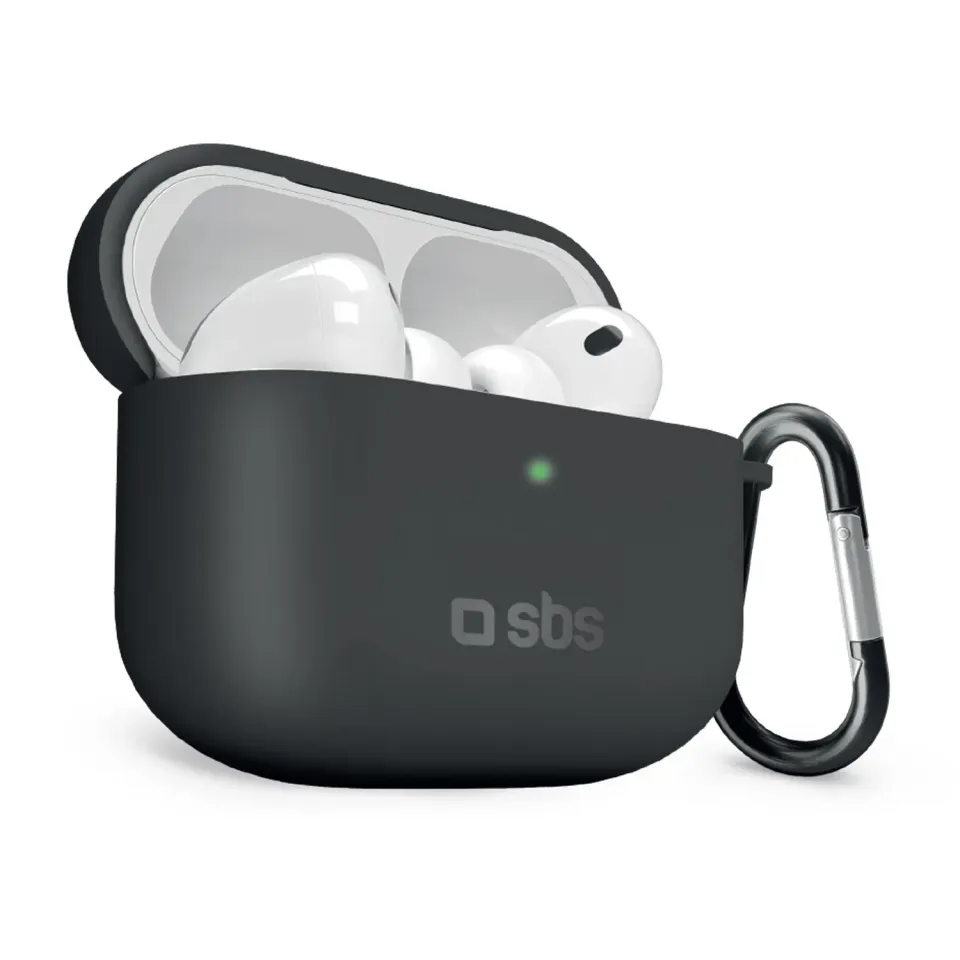 SBS Silikon Hülle AirPods Pro 3 mit Karabiner schwarz
