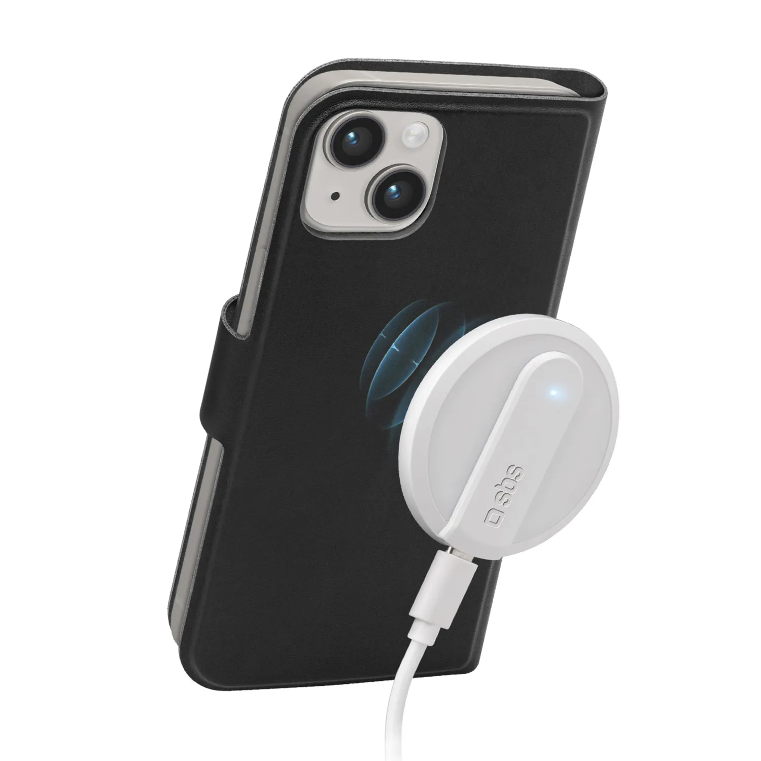 SBS Wallet Mag Slim iPhone 14/13 Flip-Case Schwarz MagSafe