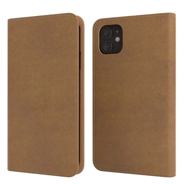 EAZY CASE iPhone 11 Klapphülle hellbraun Vintage Leder