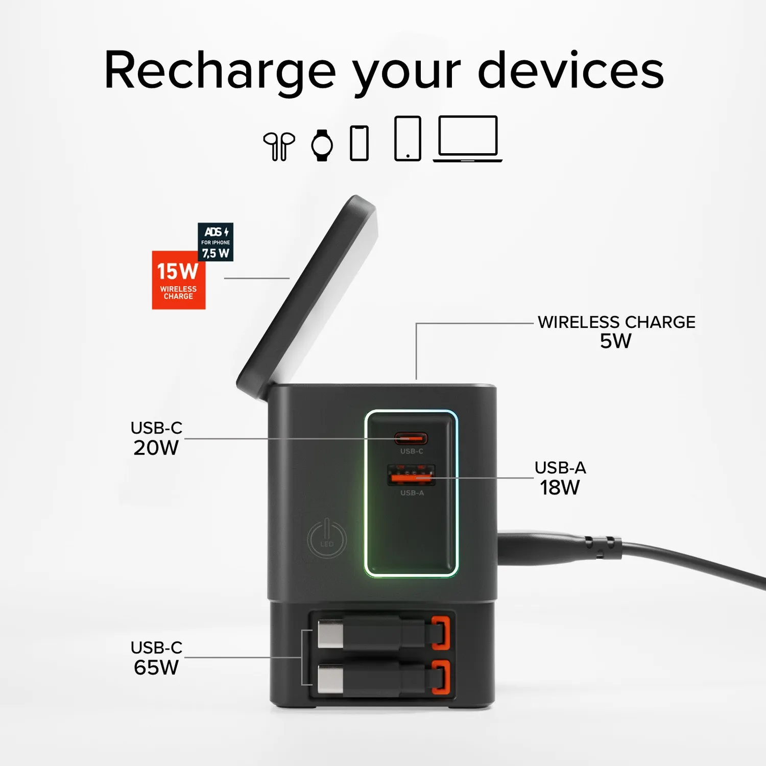 SBS Power Dock Ladestation 6in1 100W MagSafe schwarz