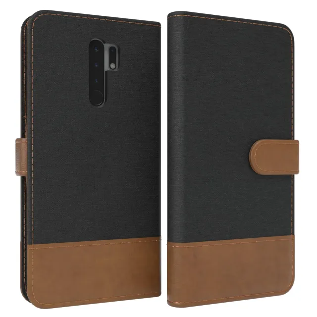 EAZY CASE Klapphülle Xiaomi Redmi 9 Schwarz Jeansoptik