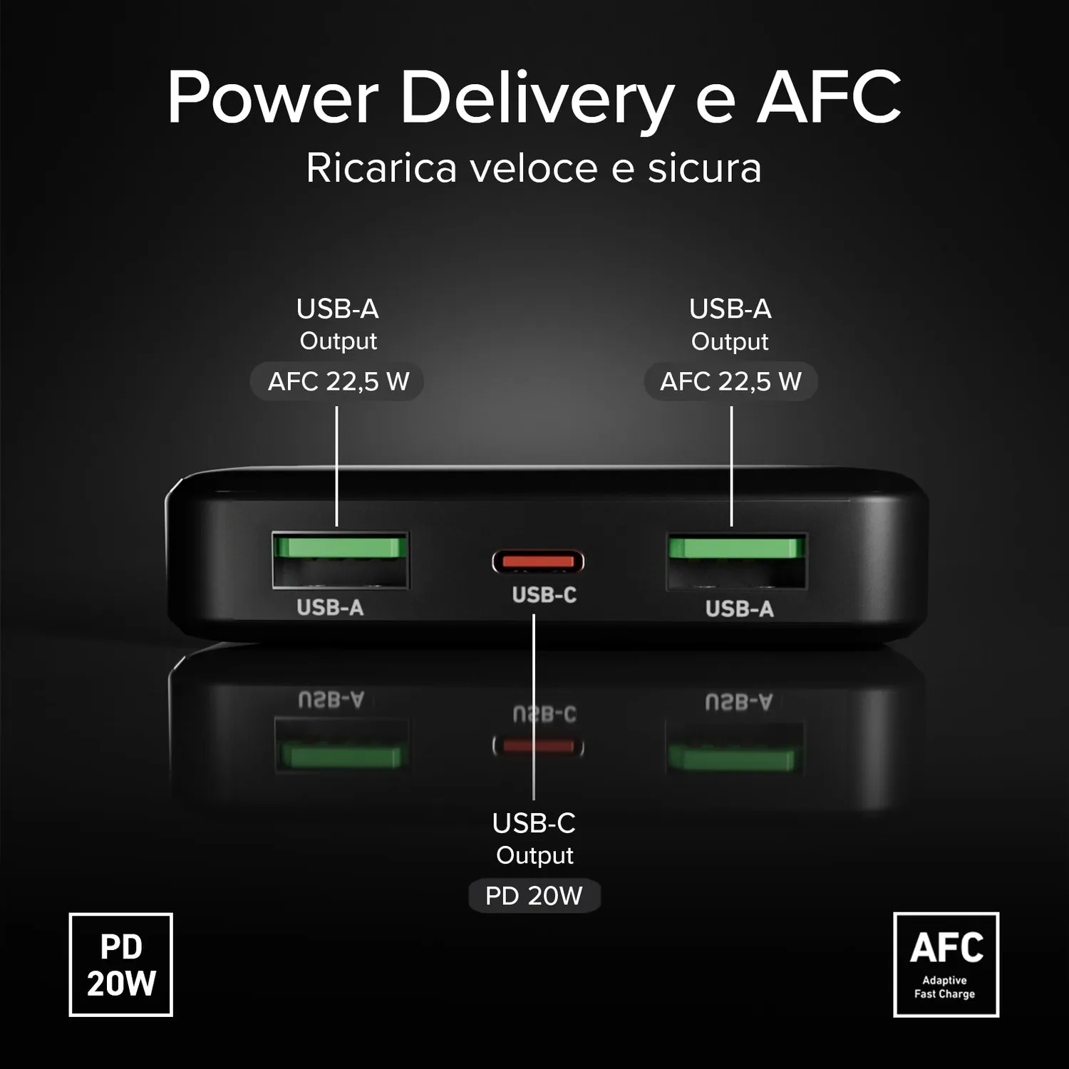 SBS Powerbank 10000 mAh 20W PD mit 3 Anschlüssen
