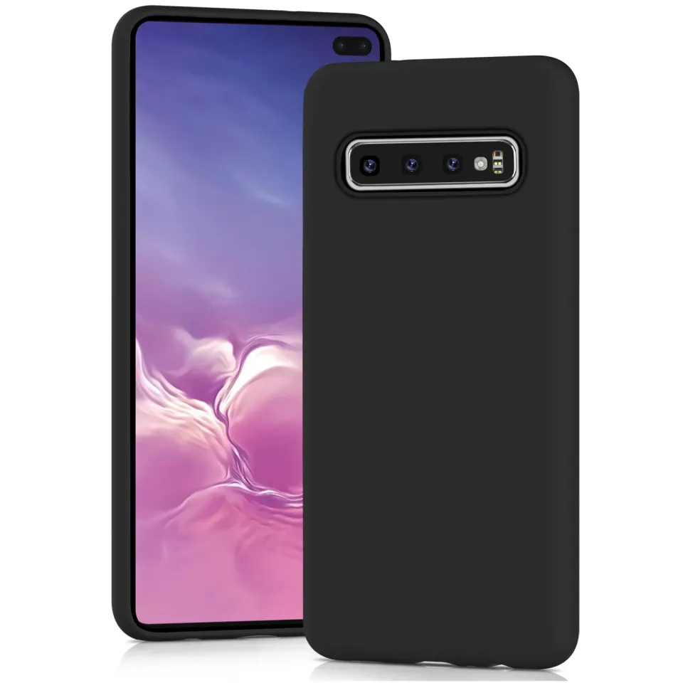 YATWIN Silikon Handyhülle Samsung S10 Plus schwarz Soft-Touch
