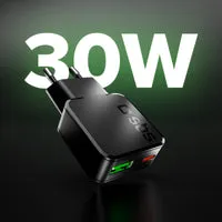 SBS Slim 30W Wandladegerät USB-C USB-A Schwarz