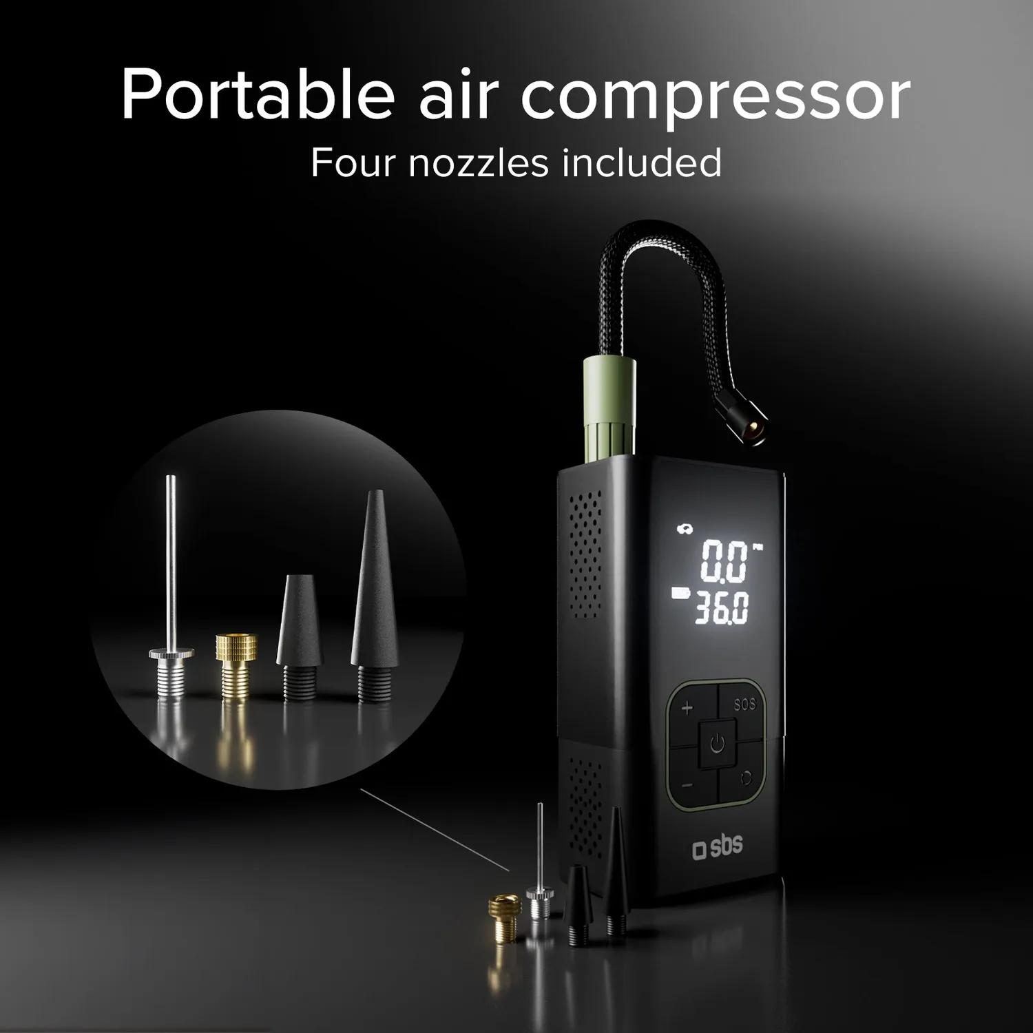 SBS Air Pro 5W Mini-Kompressor Powerbank 3600 mAh LED