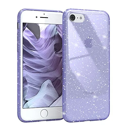 EAZY CASE iPhone SE Glitzerhülle Lila Transparent Glitter