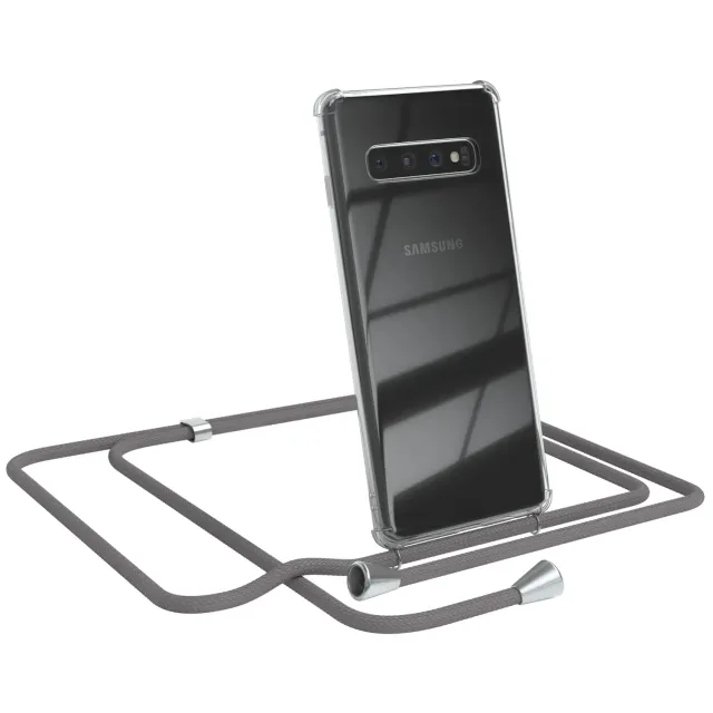 EAZY CASE Galaxy S10 Handykette Hülle Band Anthrazit Silikon