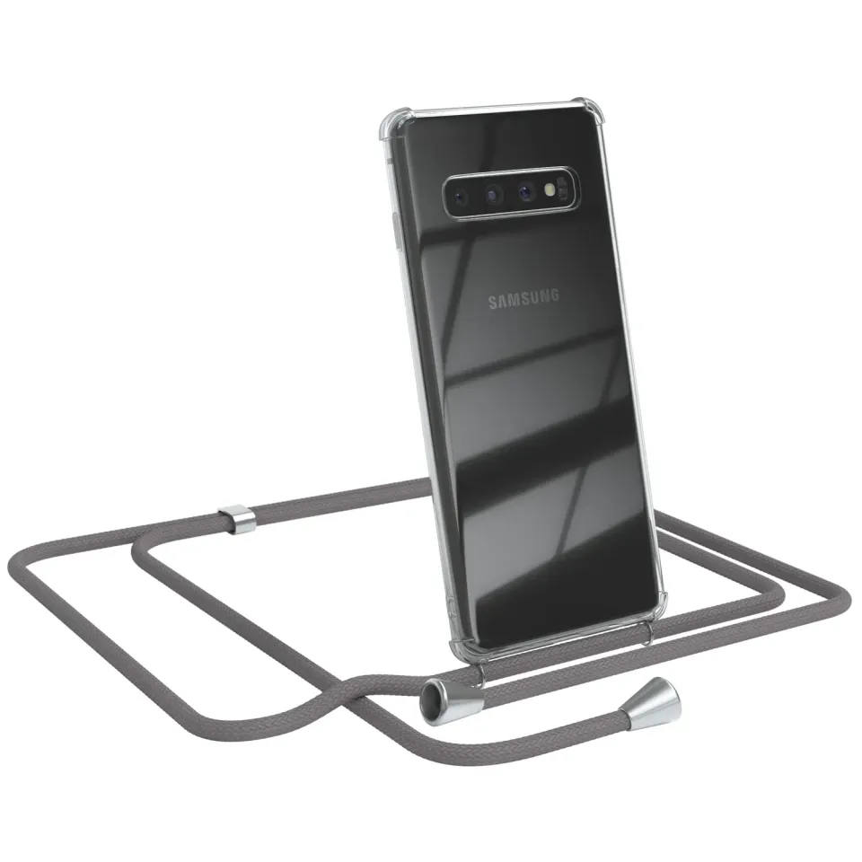 EAZY CASE Galaxy S10 Handykette Hülle Band Anthrazit Silikon