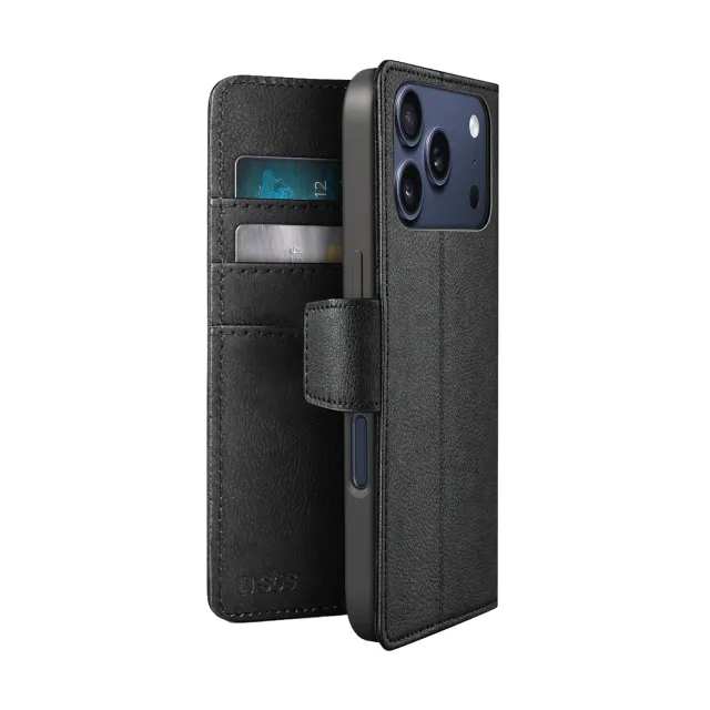 SBS Wallet Classic Mag iPhone 17 Pro Hülle Schwarz Kartenfach