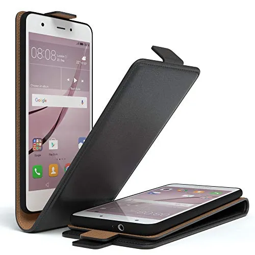 EAZY CASE Huawei Nova Klapphülle Schwarz Flipcase Kunstleder