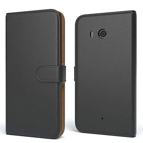 EAZY CASE Huawei Y7 Klapphülle Book Schwarz Kartenfach Leder