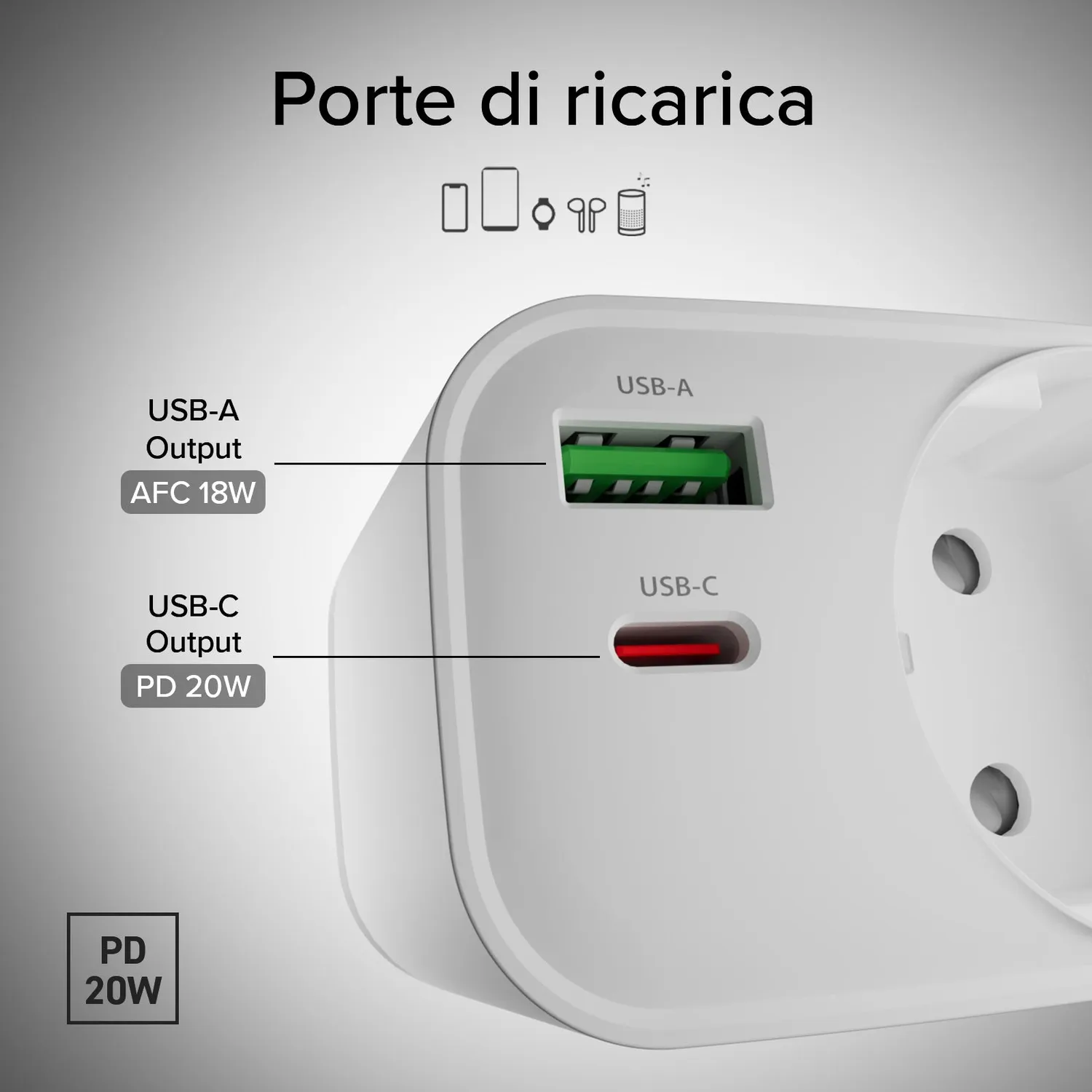 SBS 20W Schuko Wandsteckdose USB Ladegerät 2-Port