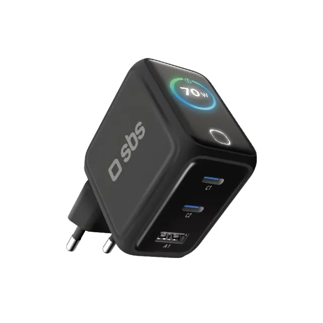 SBS Smart 70W USB-C Ladegerät mit TFT-Display