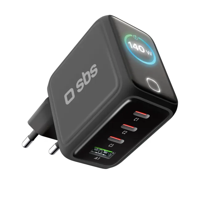 SBS GaN Ladegerät 140W 4-Port TFT-Display USB-C