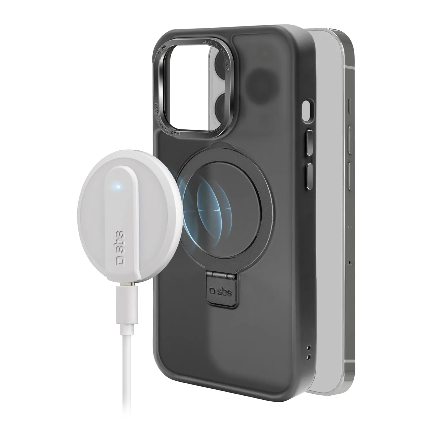 SBS Mag Stand iPhone 14 Pro Hülle Schwarz MagSafe