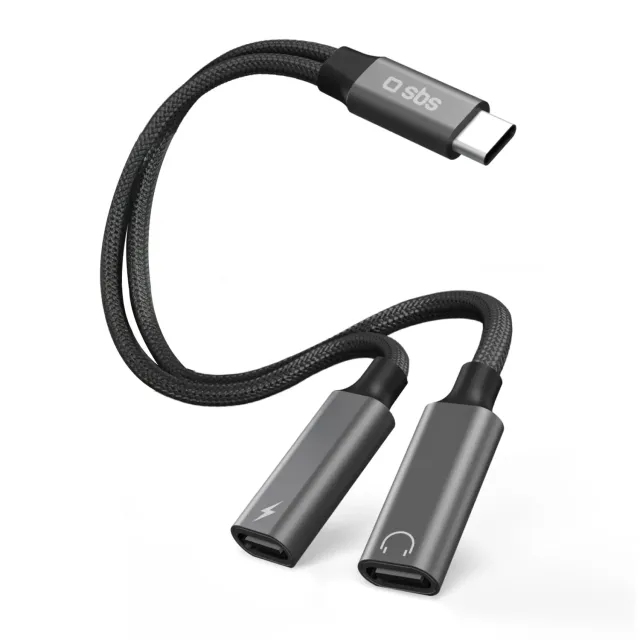 SBS USB-C Splitter Audio + 60W Laden 13 cm