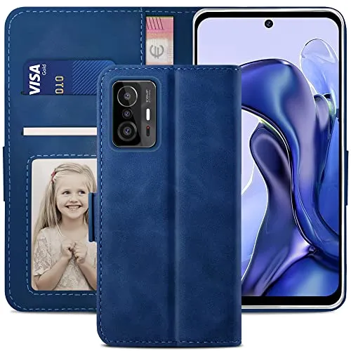 YATWIN Xiaomi 11T 11T Pro Klapphülle Blau RFID Leder