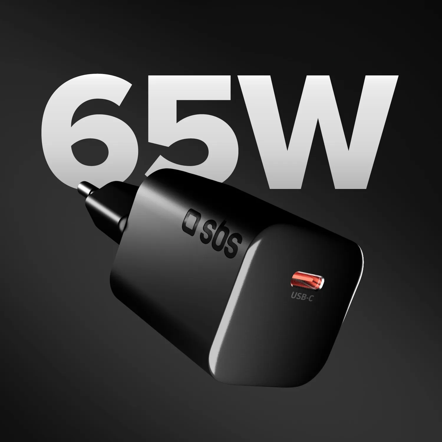 SBS 65W GaN USB-C Wandladegerät PD 3.0 Schwarz