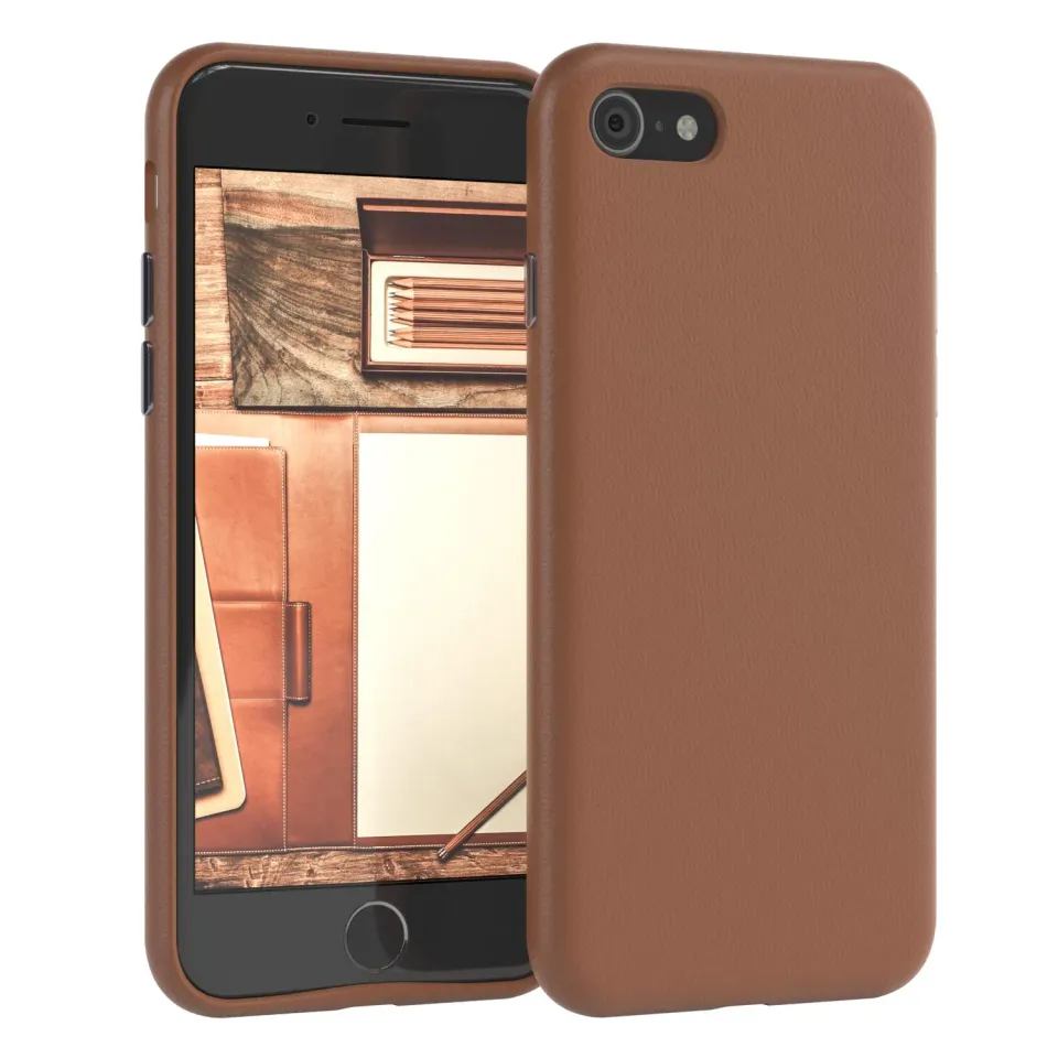 EAZY CASE iPhone SE 2022/2020/8/7 Kunstlederhülle Braun