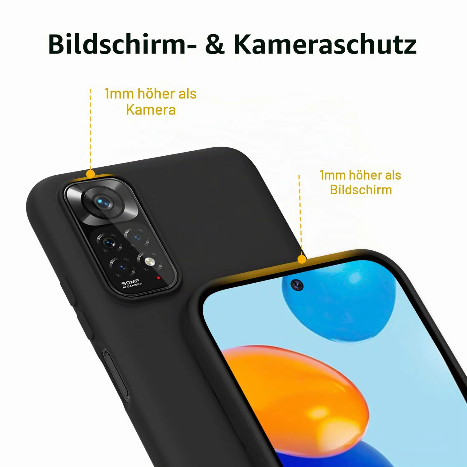 YATWIN Redmi Note 11 / 11S Handyhülle Schwarz dünn TPU