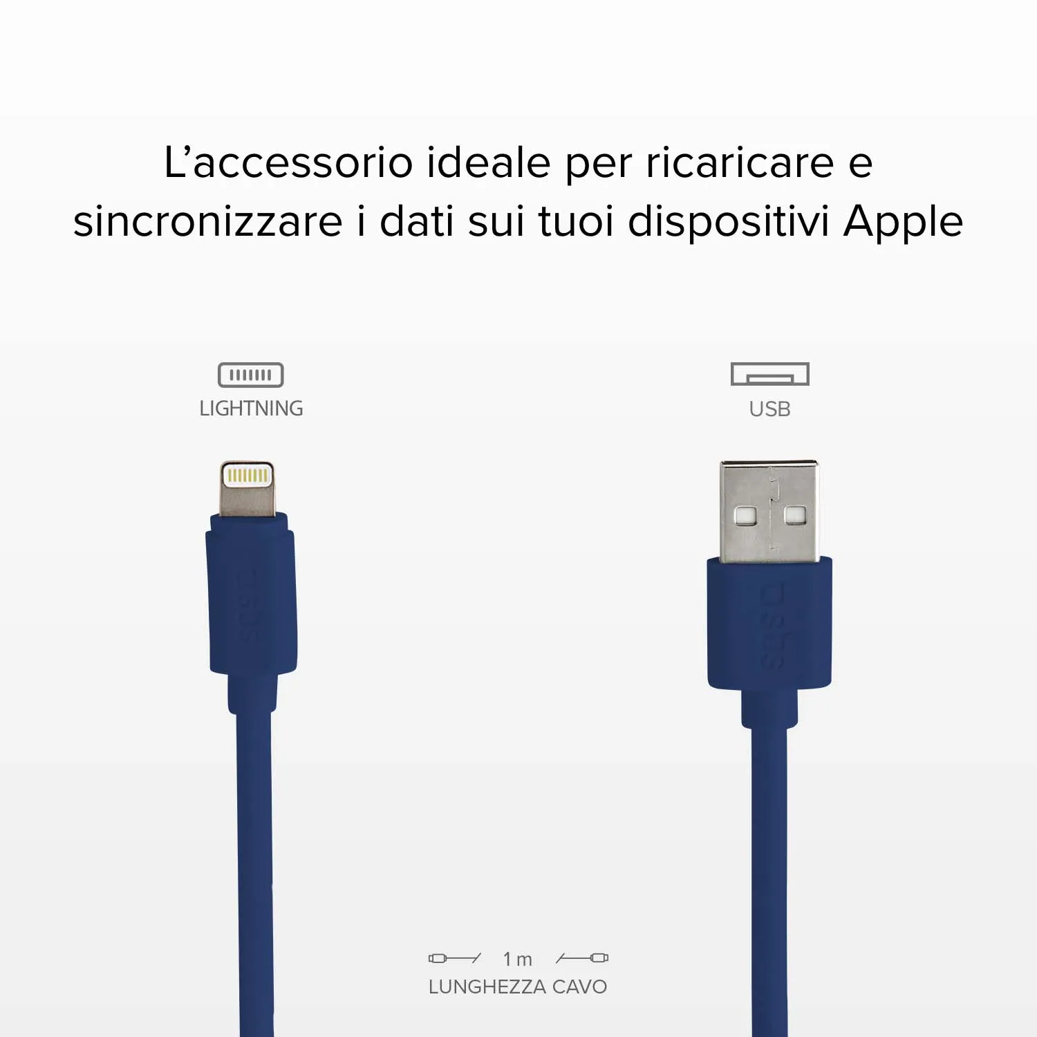 SBS Polo Lightning Kabel 1m blau Silikon