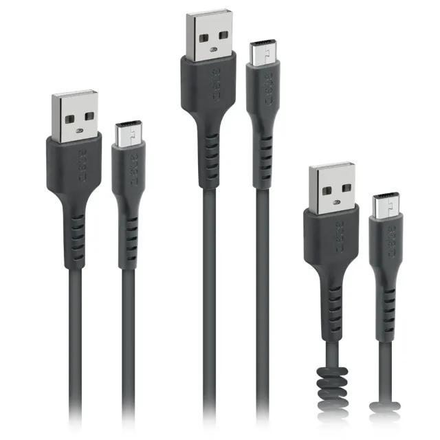 SBS USB Micro-USB Ladekabel Set 3 Stück 1m 2m Spiralkabel