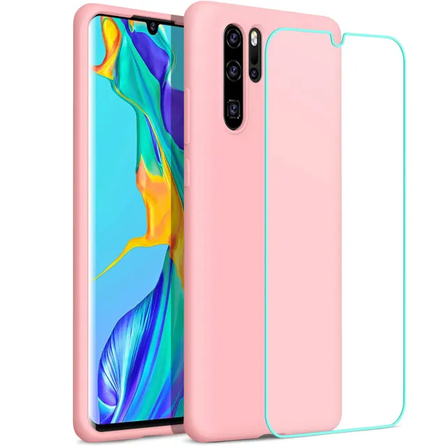 YATWIN Huawei P30 Pro Silikonhülle Rosa Microfaser