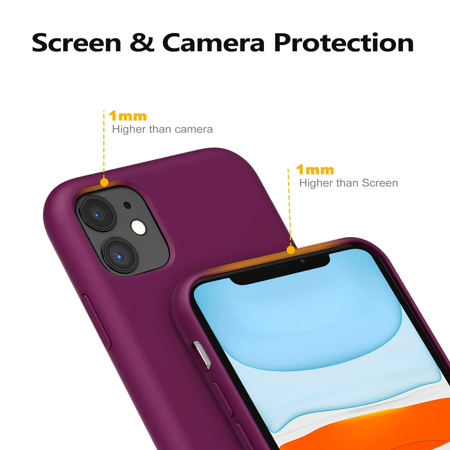 YATWIN iPhone 11 Silikonhülle Weinrot mit Kameraschutz