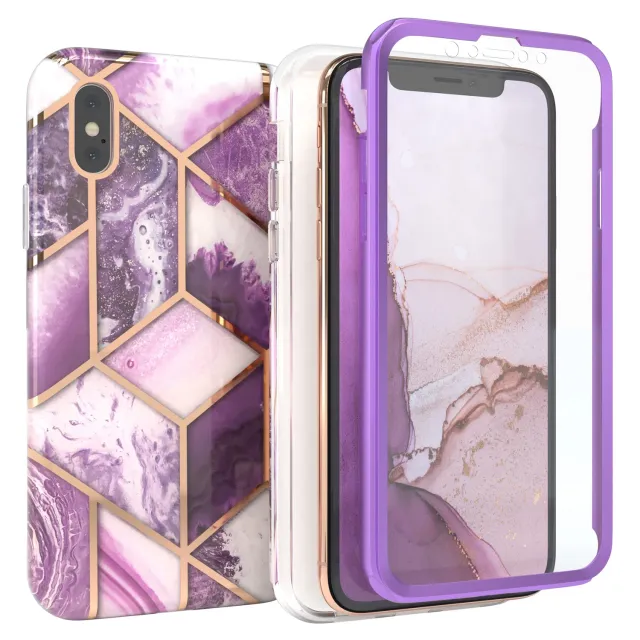 EAZY CASE iPhone X/XS 360 Grad Full Cover Hülle Lila