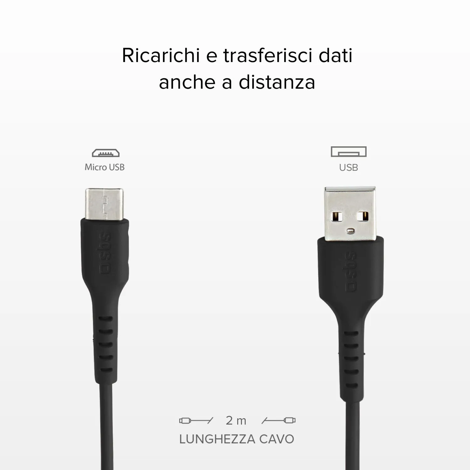 SBS USB Kabel Micro-USB 2 m schwarz Laden