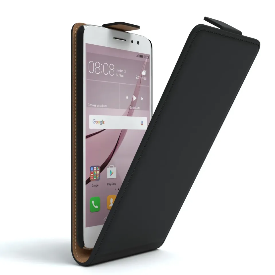 EAZY CASE Huawei Nova Plus Flipcover Schwarz Kunstleder