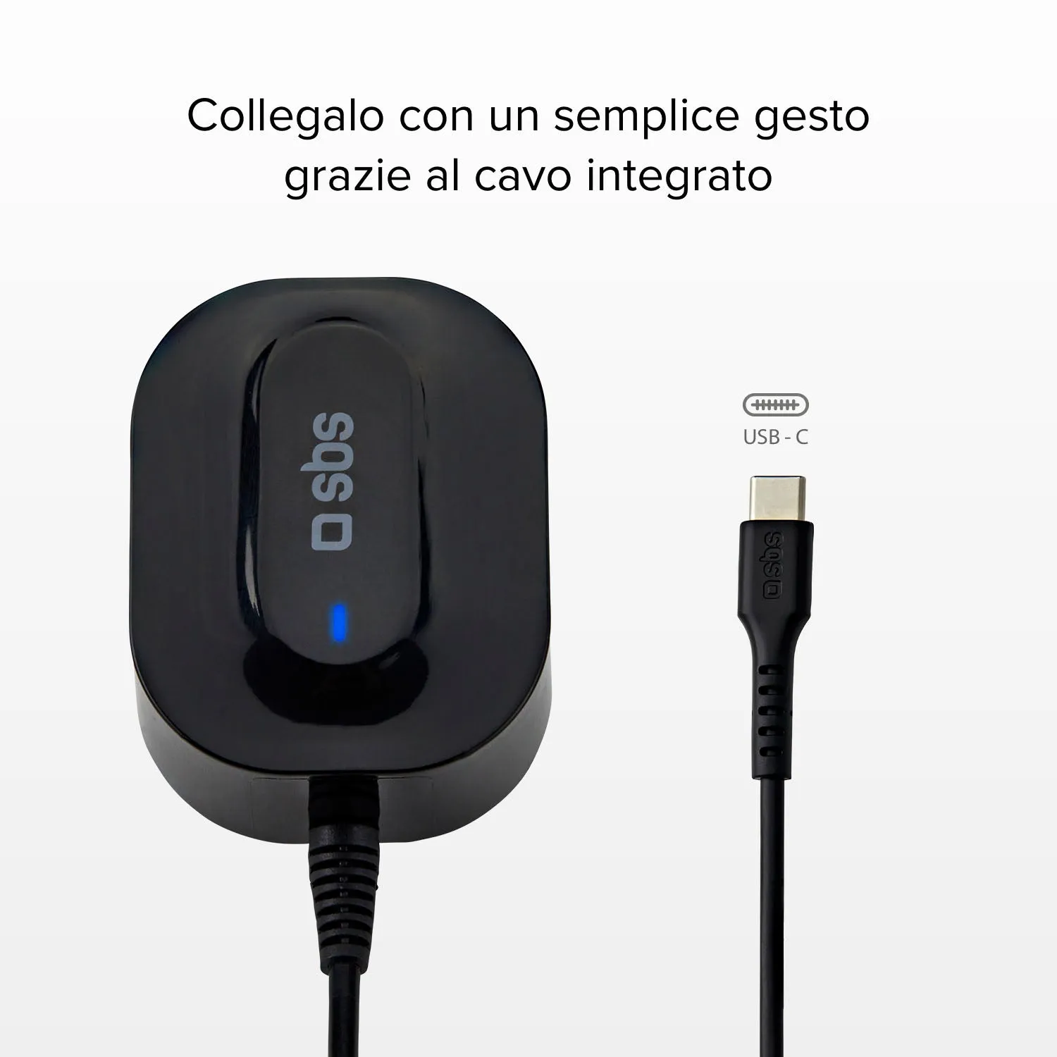 SBS 15W UK Ladegerät mit USB-C Kabel Schnellladung