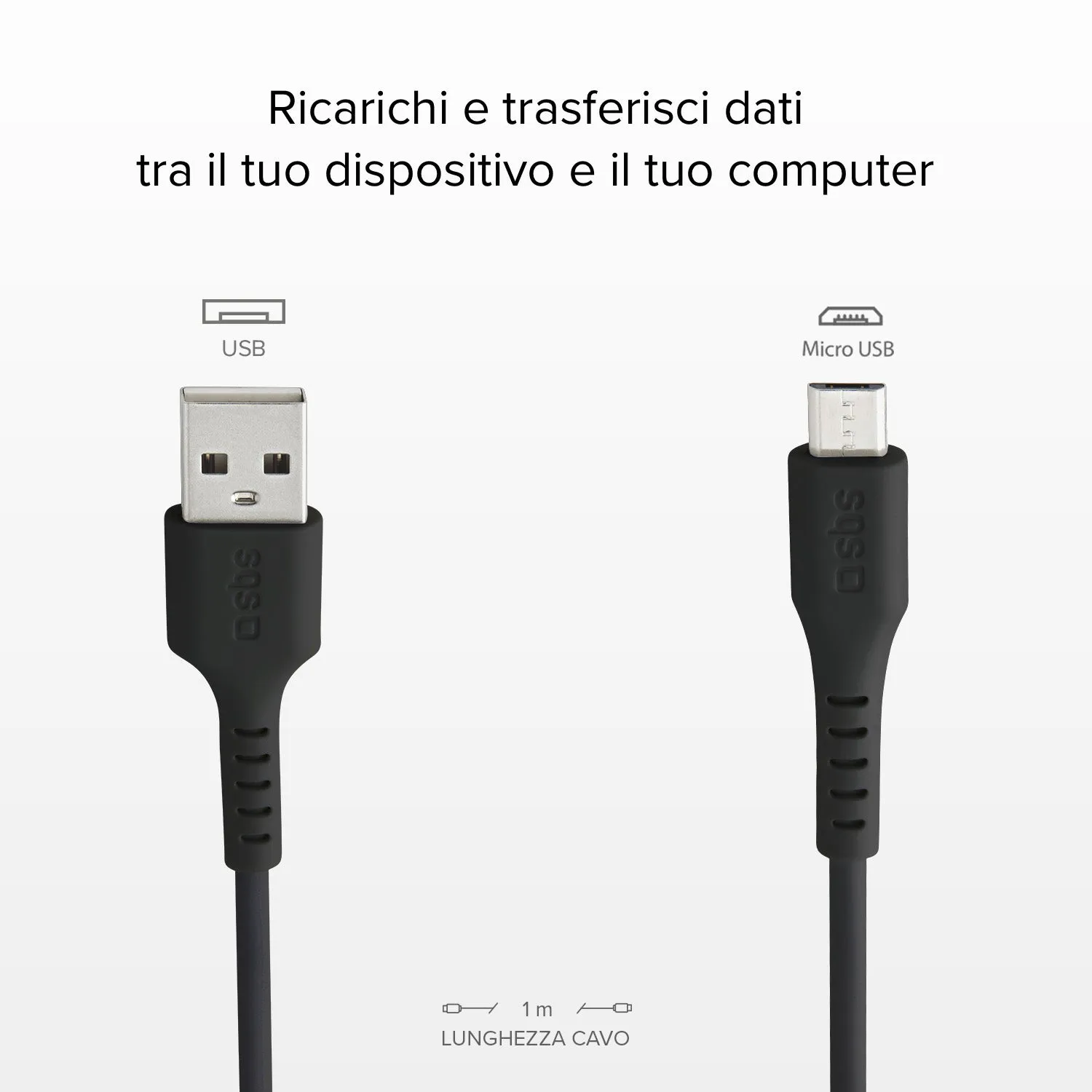 SBS USB 2.0 auf Micro-USB Ladekabel 1 m Datenkabel