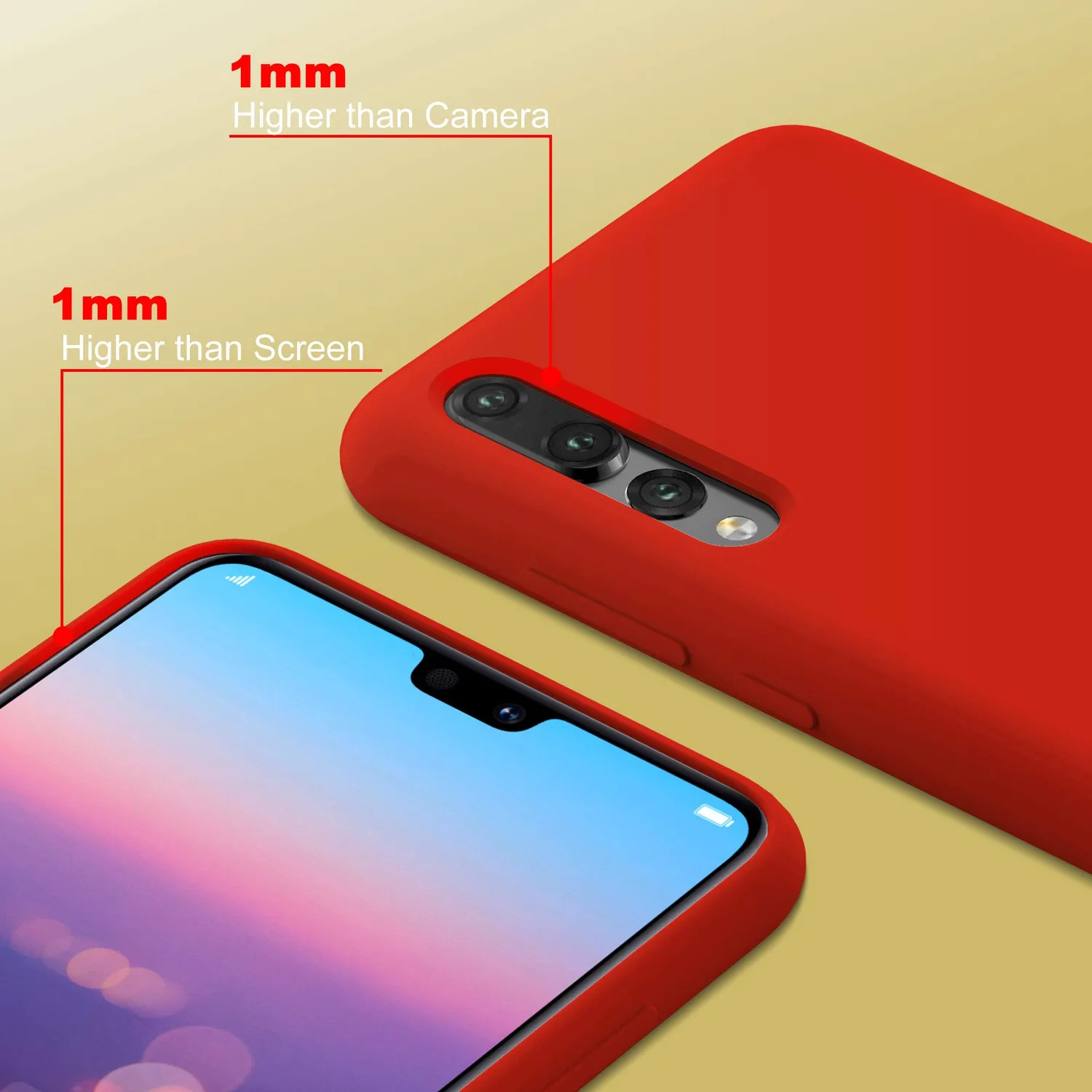 YATWIN Huawei P20 Pro Silikonhülle Rot Microfaser