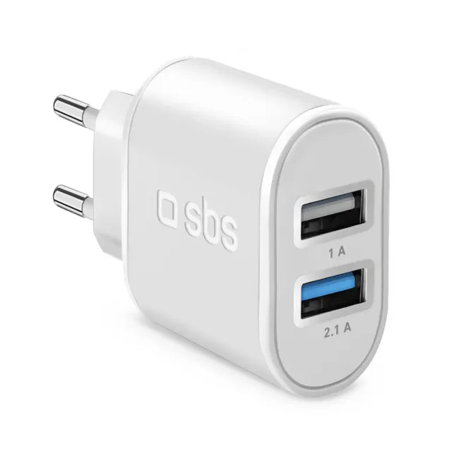 SBS Reise Wandladegerät 2.1A Dual-USB Kompakt