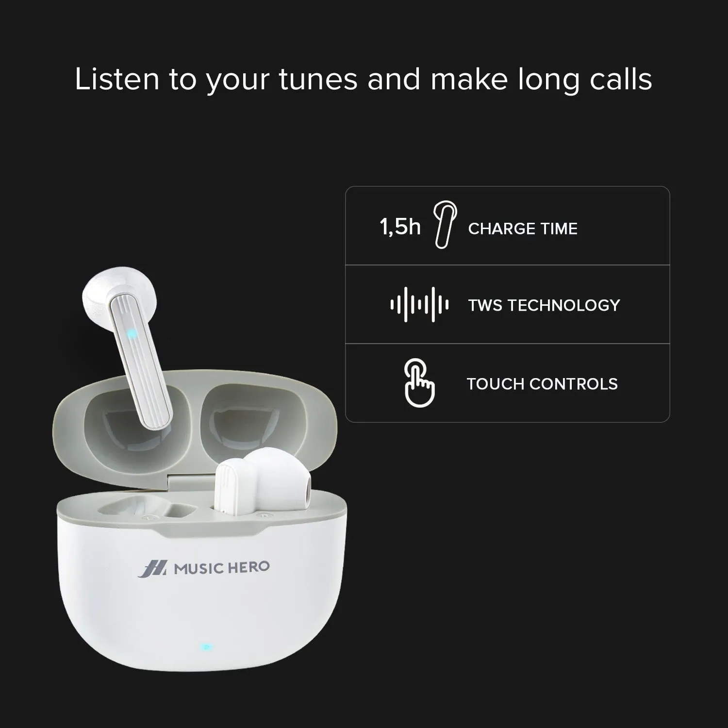 SBS Twin Flow True Wireless Kopfhörer Weiß Touch