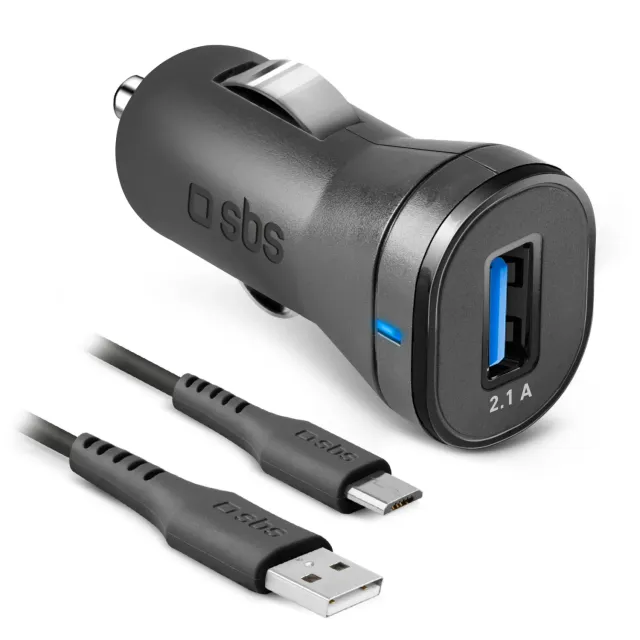 SBS Mini Autoladegerät 10W mit Micro-USB Kabel Schnellladen