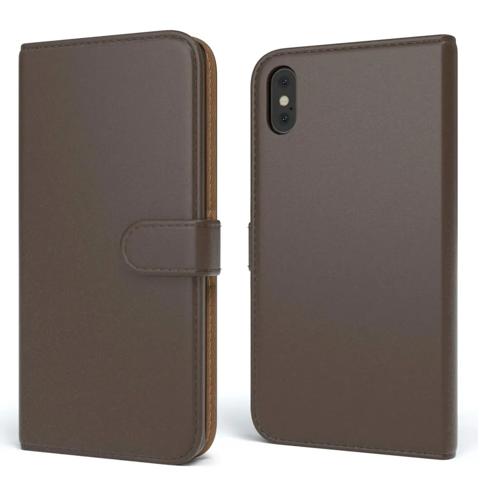 EAZY CASE Book iPhone X XS Klapphülle Braun