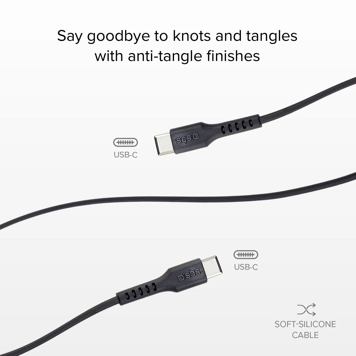 SBS USB-C Kabel 1,5 m Schwarz Silikon Schnellladung