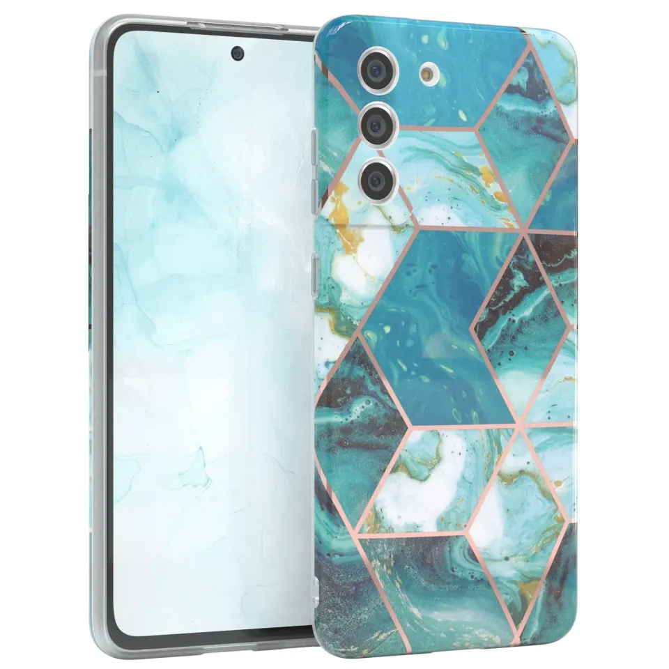 EAZY CASE Galaxy S21 FE Silikonhülle Marmor Grün dünn