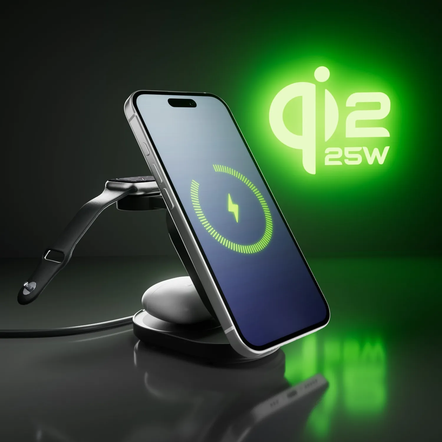 SBS 3-in-1 Ladestation Qi2.2 25W faltbar Schwarz