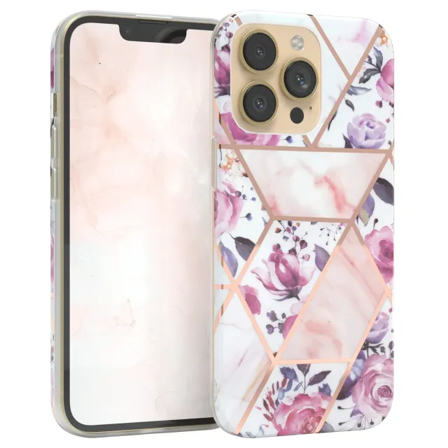 EAZY CASE iPhone 13 Pro Silikonhülle Blume Rosé mit Kameraschutz