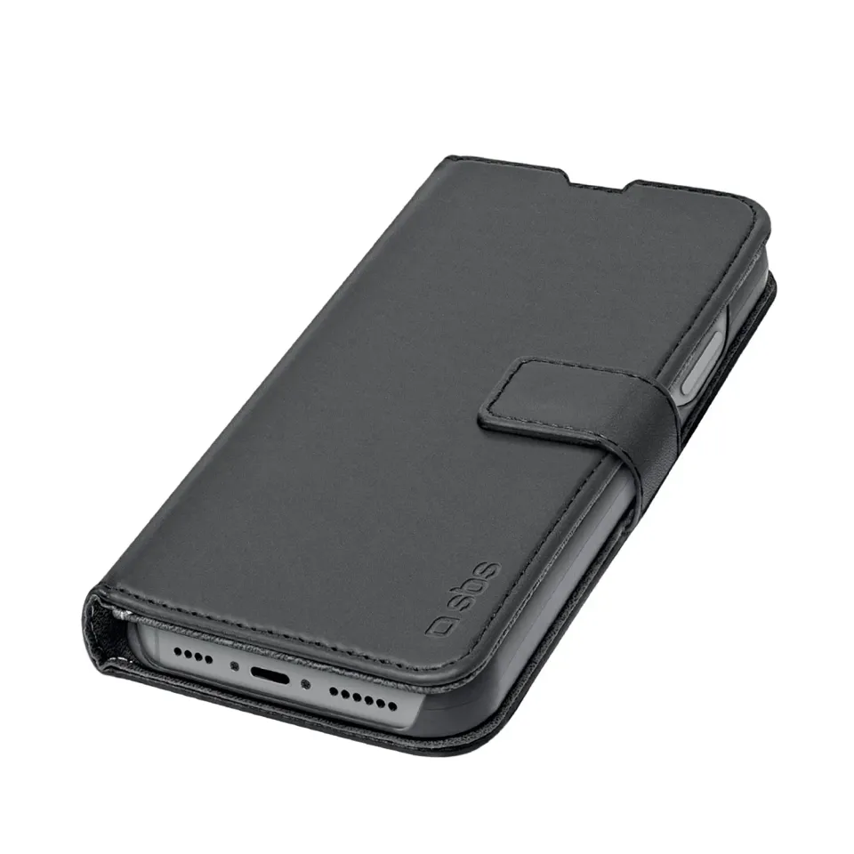 SBS Book Wallet iPhone 15 Pro Max Hülle Schwarz Ständer