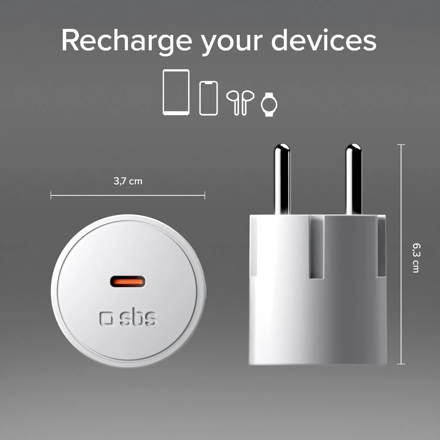 SBS 20W Wandladegerät USB-C PD Schuko schwarz